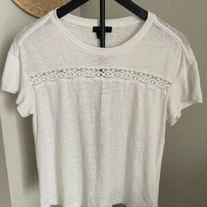 PAIGE White Lace Accent Short Sleeve Tee